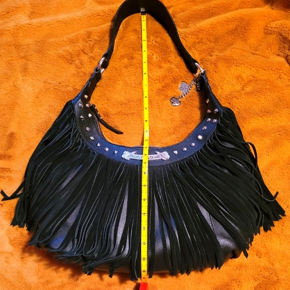 NWOT Harley Davison Genuine Cowhide Studded Fringe Wild West Hobo Purse β οΈ π€ β οΈ - Picture 5 of 10
